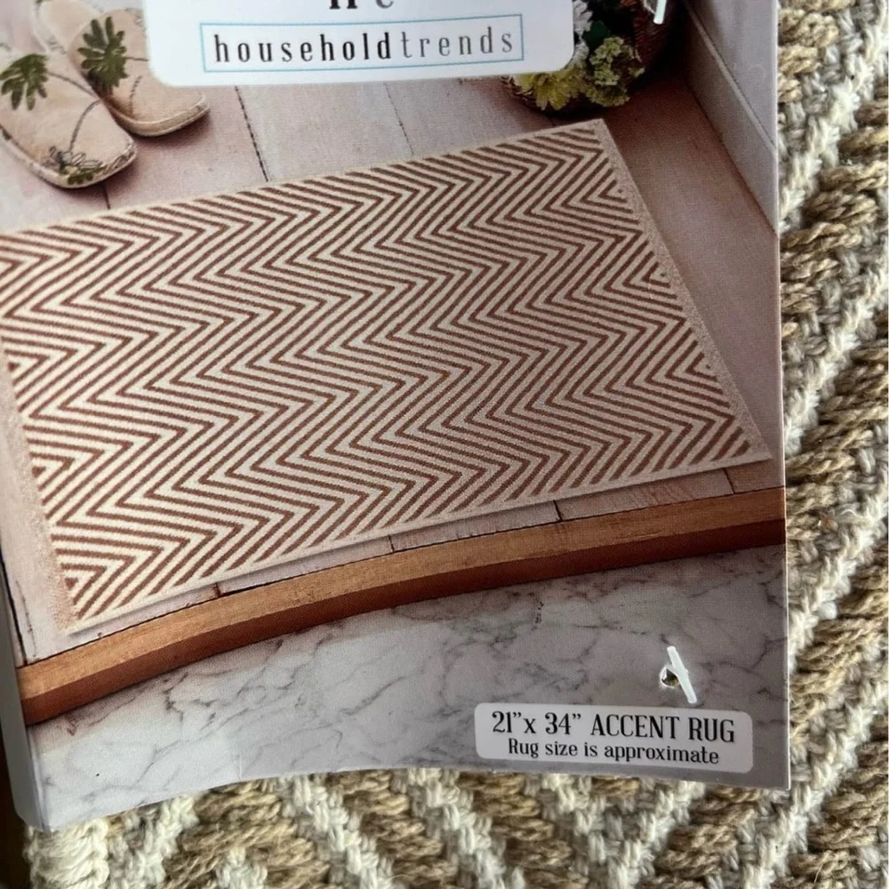 2 Tan Chevron Accent Rugs